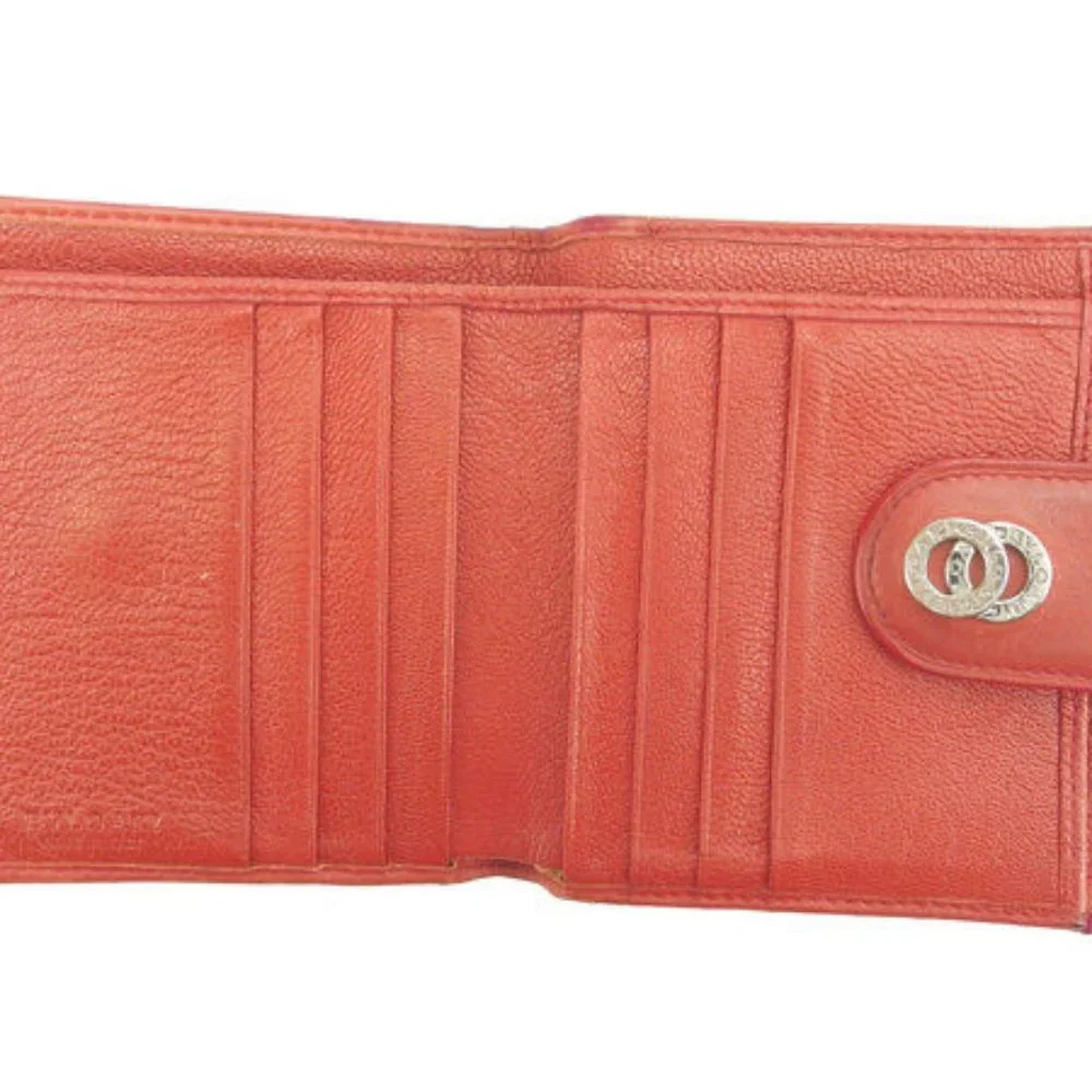 Bvlgari Wallet Purse Folding wallet Red Silver Woman Authentic Used Y4085 - Picture 5 of 6